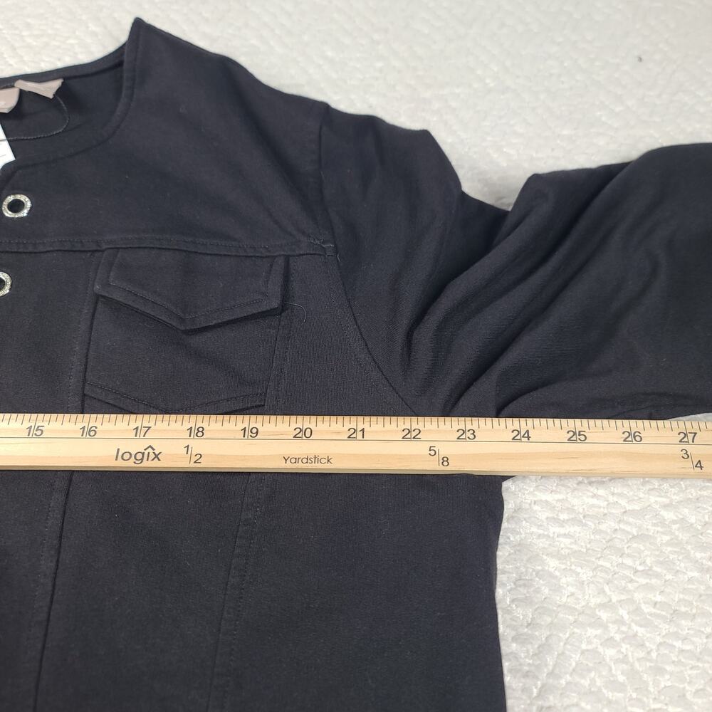 Chico's Knit black rhinestone detail shacket Sz 3 XL Mob wife Going out Classy - Picture 4 of 13